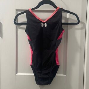 Under Armour Black and Pink Athletic Gymnastics Leopard Children's Large